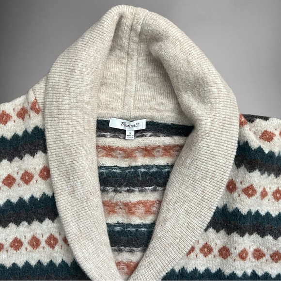 Madewell Adrienne Fair Isle Shawl Collar Alpaca Wool Blend Cardigan Women Small. - Picture 4 of 10